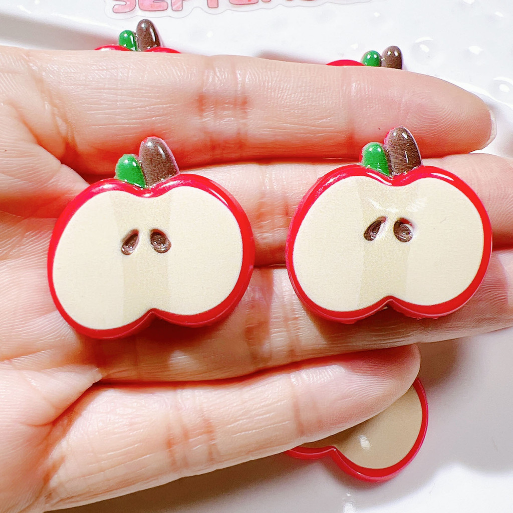 10 ชิ้น Flatback Apple เรซิ่น Cabochons สําหรับ Scrapbooking ตกแต่งงานฝีมือ DIY เครื่องประดับและอุปกรณ์เสริมตุ๊กตา