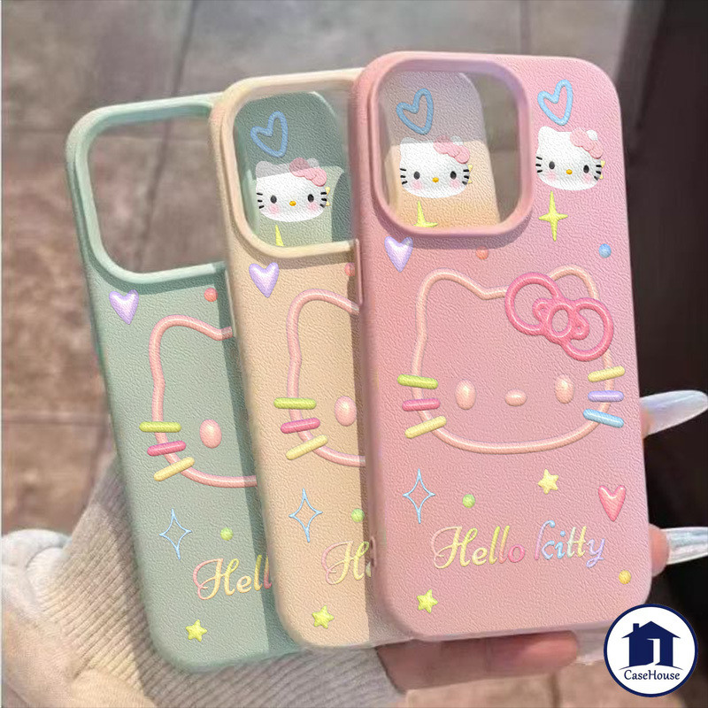 เคสหนังนิ่มลายแมวคิตตี้แสนหวาน เข้ากันได้กับ IPhone XR 17 13 16 11 15 14 12 Pro Max 8 14 15 Plus X XS Max SE 16 Pro
