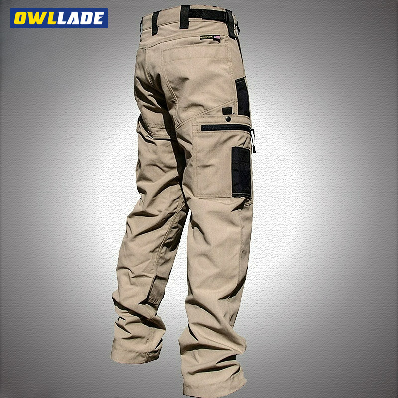 OWLLADE กางเกงคาร์โก้ยุทธวิธีสําหรับผู้ชายสีกากี S-3XL JT-PJK55 B02 2T