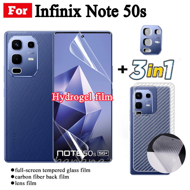 Infinix Note 50s Full Transparent Hydrogel Soft Film Screen Protector สําหรับ Infinix Note 50 Pro + หมายเหตุ 50X ด้านหน้า Flim + ด้านหลัง Flim + เลนส์กล้อง Flim