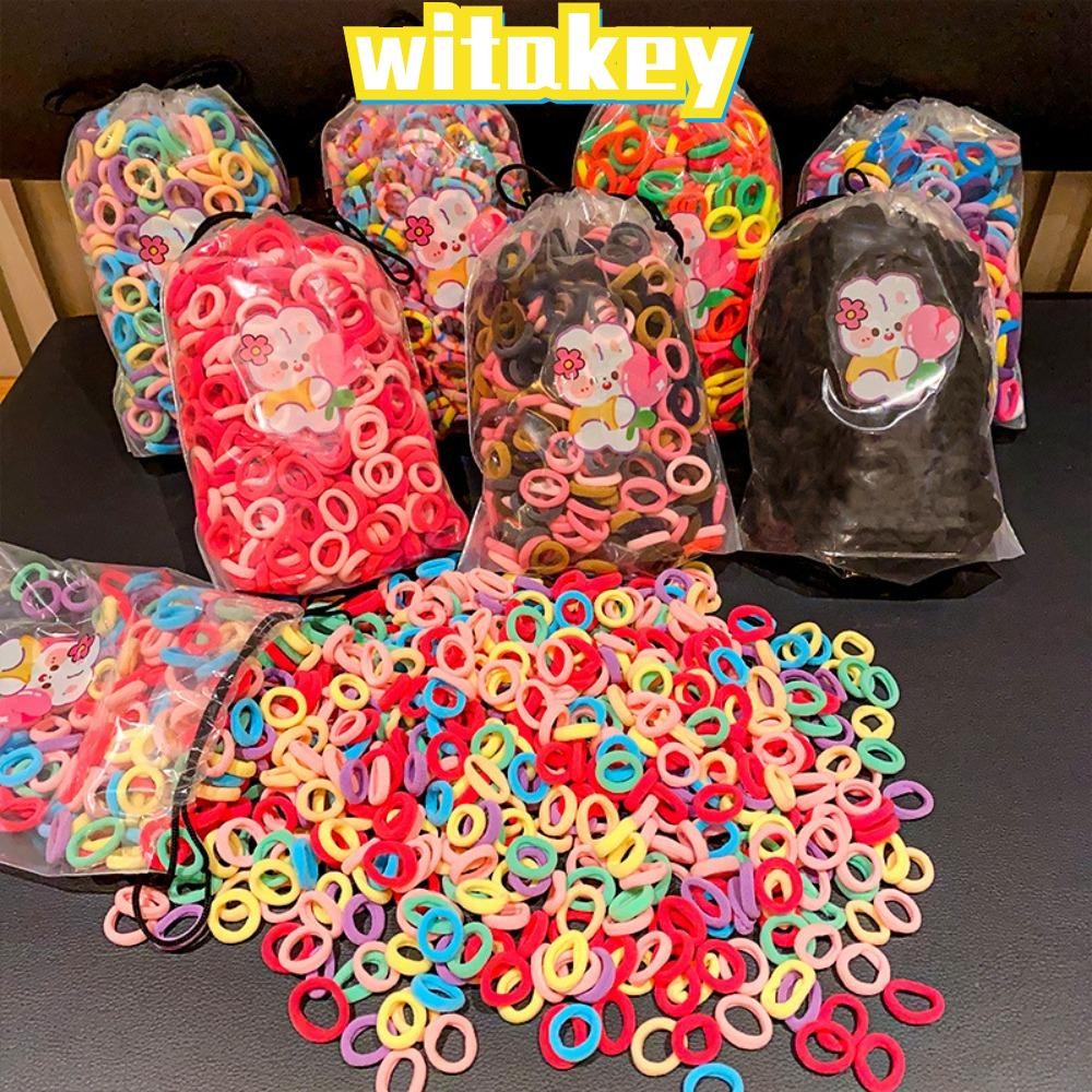 WITAKEY 100ชิ้นเด็กคาดศีรษะชุด,สีน้ําตาลสีดําเกาหลียืดหยุ่นสูง ชม. วงการบิน,แฟชั่นผู้ถือผมหางม้าน่ารักมินีนิ้วผูกผมแหวนผมสาวอุปกรณ์ผม