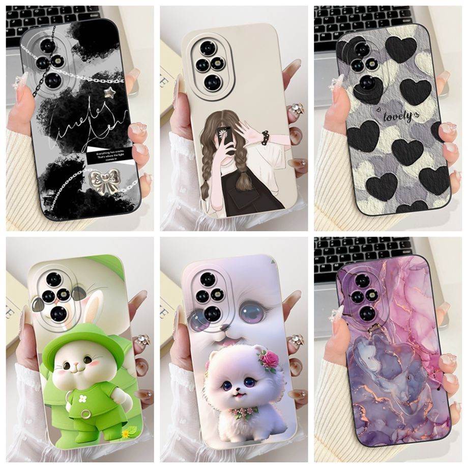 สําหรับ Honor 200 เคสโทรศัพท์ 200 Pro ELP-NX9 กรณีออกแบบใหม่กระต่ายน่ารักทาสีซิลิโคนกันกระแทกสําหรับ Honor200 ELI-AN00 นุ่ม