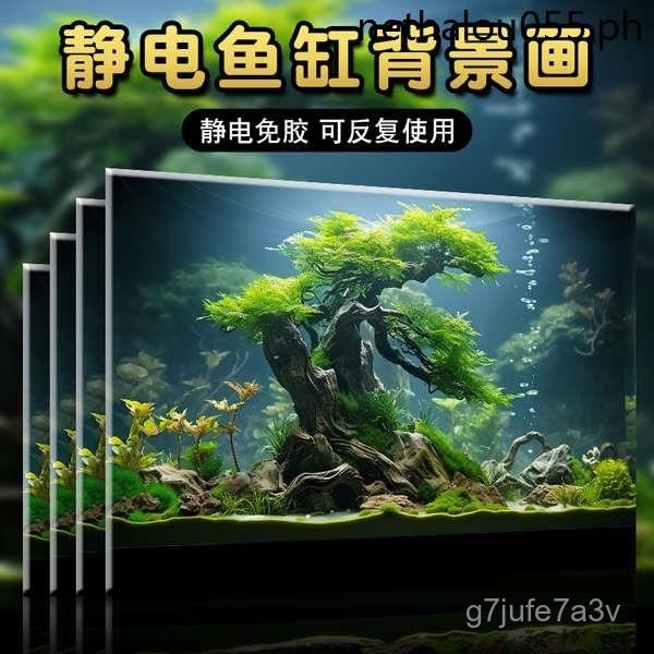 Hd Fish Tank Stickers Background Stickers Sinking Wood Rockery Decoration Landscaping Wallpaper Hous