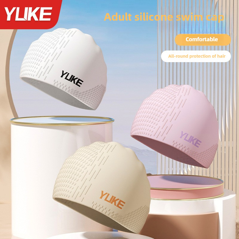 YUKE หมวกว่ายน้ำซิลิโคนสำหรับผู้ใหญ่กันน้ำไม่บีบหัวรุ่นขนาดใหญ่พิเศษ swimming cap