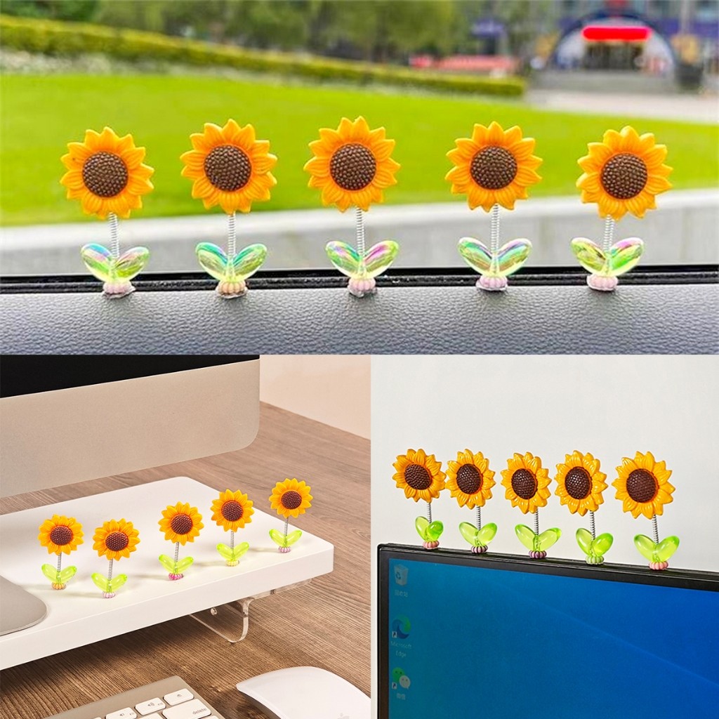 Lawan ดอกทานตะวันเขย่าหัว  ตกแต่งรถยนต์ กังหันลมขนาดเล็กดุ๊กดิ๊กหัวและแบบหมุนได้   Car Decoration - รูปที่ 2