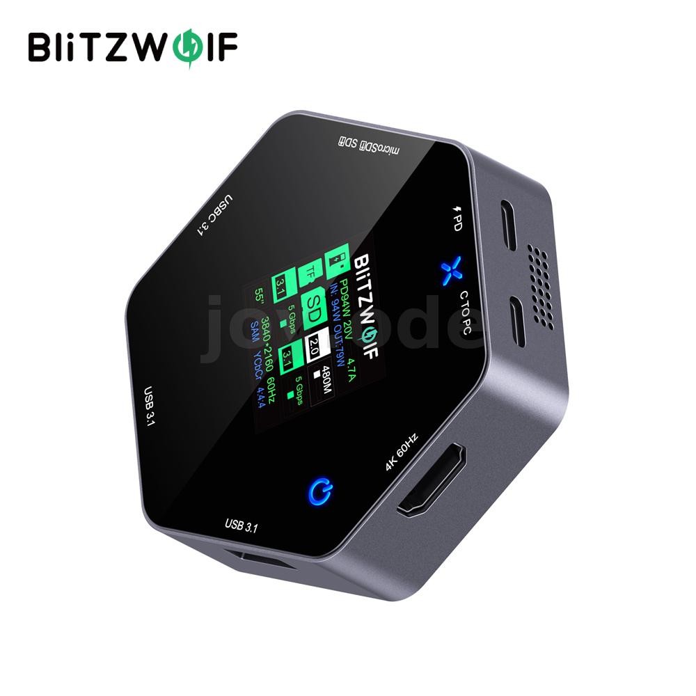 BlitzWolf BW-TH16 8 in 1 USB Hub LCD สมาร์ทจอแสดงผล Type-C Docking Station พร้อม USB3.1 Type-C 3.1 H