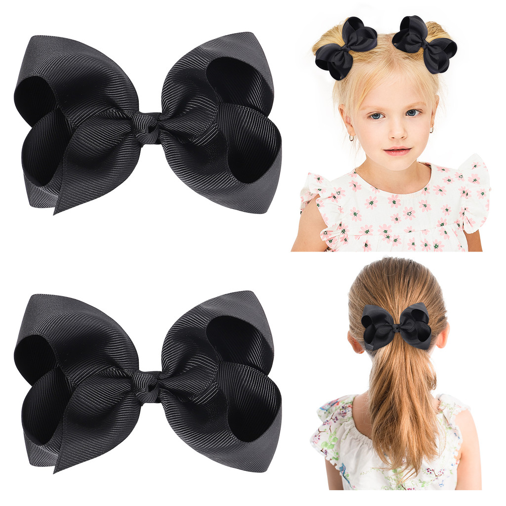 2 ชิ้น/ล็อต 4 นิ้วสีทึบผม Bows คลิปสําหรับสาวของขวัญ Boutique ริบบิ้นโบว์ DIY อุปกรณ์เสริมผมเด็ก