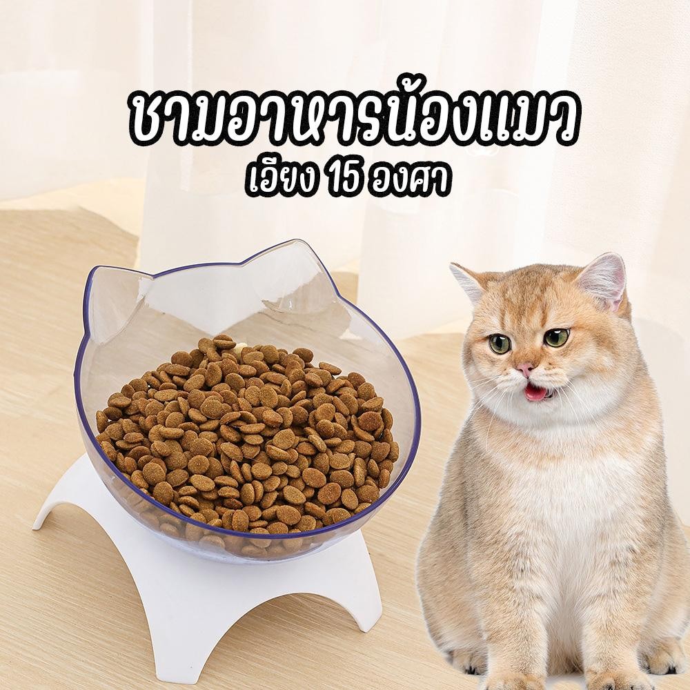 ชามใส่อาหารแมว ชามให้อาหารสุนัข ชามอาหารสัตว์เลี้ยงยกสูงเอียง 15 องศา
