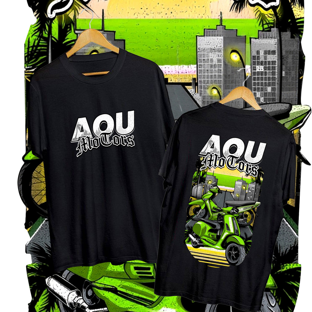 AOU Motors เสื้อยืดมอเตอร์ไซต์ผู้ชาย ผ้าคอตตอนแท้ S-5xl เสื้อยืดแขนสั้นชาย