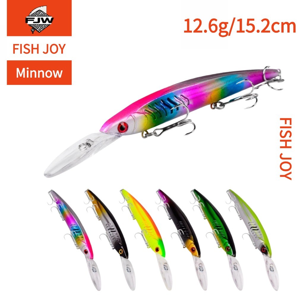 F14 ตกปลา ปลาปลอม เหยื่อเรืองแสง 3D ตาปลา สีสันสดใส ลายพราง ลายสาดสี ปลายแหลม สะพานเหยื่อ