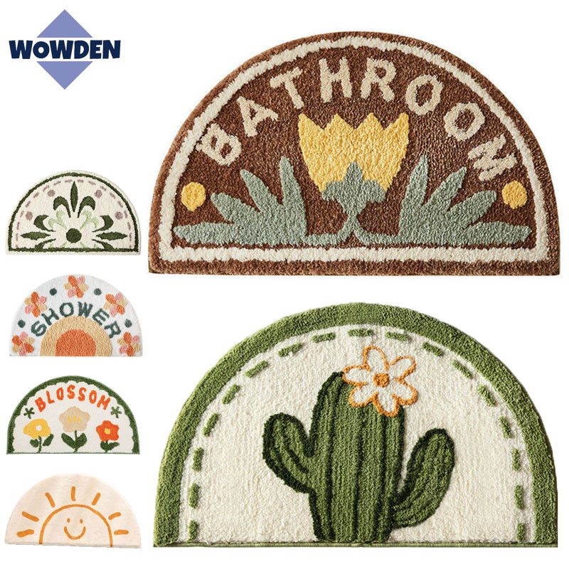 พร้อมส่ง พรม พรมปูพื้น สำหรับห้องน้ำ ดูดซับน้ำ ลวดลายดอกไม้ 40×60cm ตกแต่งห้อง มีกันลื่น