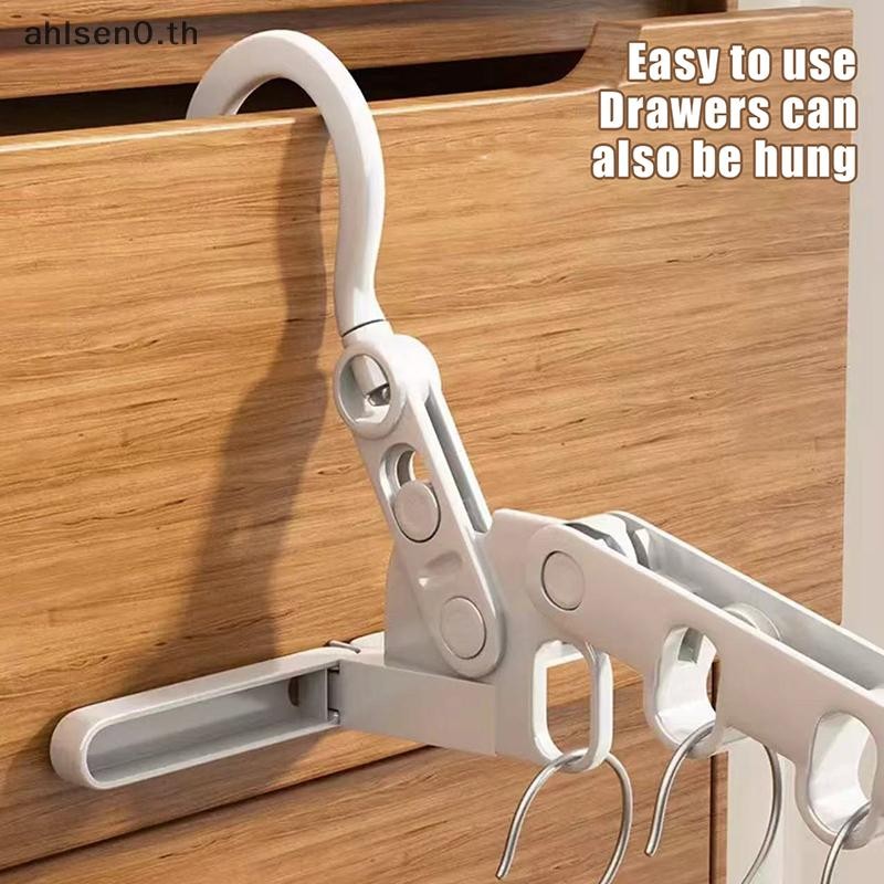 Ahlsen0 2pcs แบบพกพาพับแขวนพับเสื้อผ้า Drying Rack Travel Hanger Rack 5 หลุมสําหรับโรงแรม Camping th