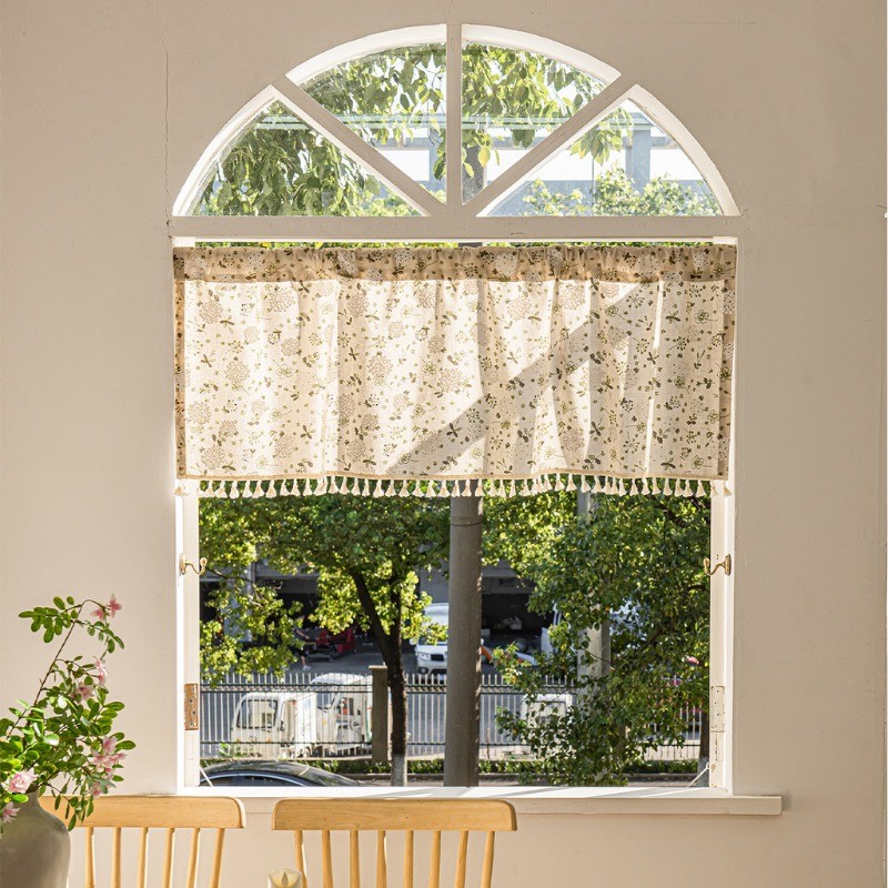 แนะนำ ผ้าม่าน ผ้าม่านสั้น พู่ ผ้าฝ้าย รูปแบบของดอกไม้ ผ้าม่านครึ่งหน้าต่าง ครึ่งหน้าต่าง สําหรับตกแต่งห้องครัว ราคาพิเศษ มีเก็บเงินปลายทาง