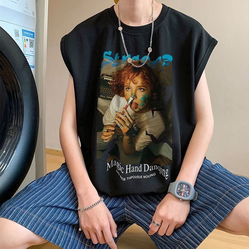 NEW เสื้อแขนกุด สกรีนลายเท่ๆ วินเทจ OP-1105