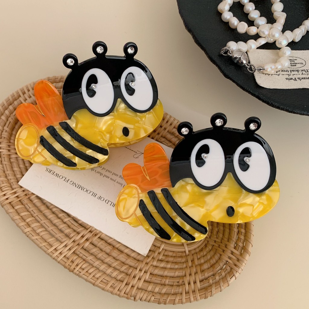 ใหม่สไตล์การ์ตูนเกาหลี Bee Shark คลิปน่ารักหวาน Acetate กิ๊บติดผมสนุก All-Match กิ๊บติดผม
