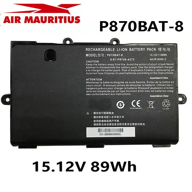 แบตเตอรี่  P870BAT-8 15.12V 89Wh สำหรับ Clevo P870TM-G P870DM3-G P775DM3 P870DM2 P870TM1-G P870KM P8