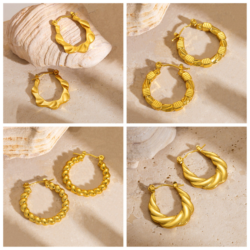 ((ลิงค์การผสมผสาน) ตัวเลือกยุโรปสไตล์อเมริกัน ต่างหูเหล็กไทเทเนียมเคลือบเงา แฟชั่นไม่ซ้ำใคร