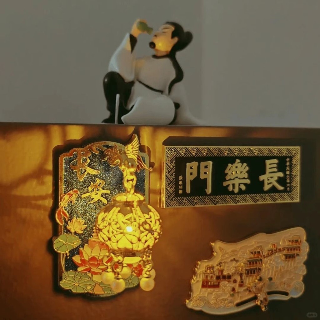 Xian Creative Commemorative Changan Creative Metal Luminous สติกเกอร์ตู้เย็นโคมไฟสามมิติ