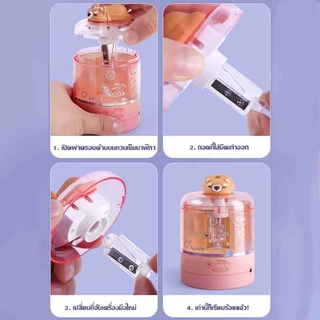 กบเหลาดินสอไฟฟ้าแพนด้า 2 โหมดแหล่งจ่ายไฟ กล่องใสพร้อมหัวตุ๊กตาสุดน่ารัก