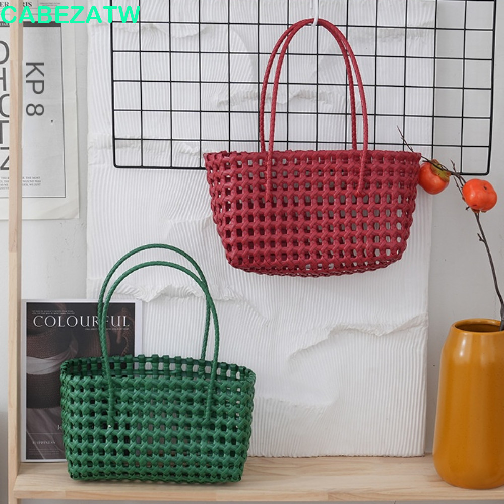 CABEZATW Beach Tote Bag,สไตล์ชนบทพลาสติกHollowสานกระเป๋า,แฟชั่นสไตล์โบฮีเมียนวันหยุดสไตล์ถังกระเป๋าผู้หญิงPVCกระเป๋าถือเดินทาง