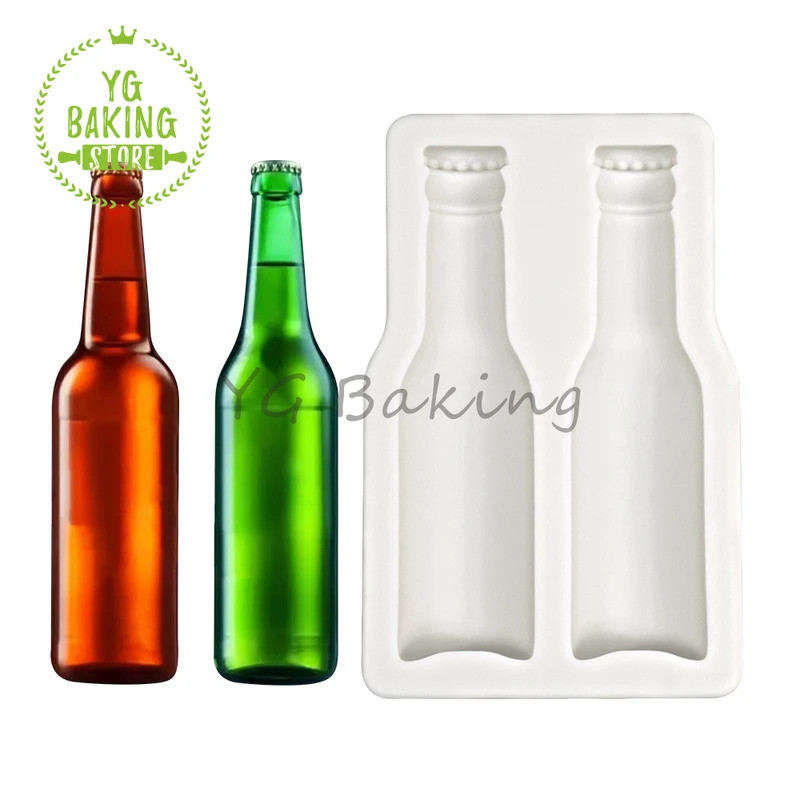 Dorica 3D Beer Wine Bottle Design Silicone Mold Chocolate Fondant Mould DIY Clay Form Cake Decoratin
