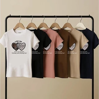 เสื้อยืดเข้ารูป เสื้อรัดรูป ทรง คอกลมแขนสั้น *สกรีนทรงสวย งานตามหา ผ้ายืดร่องคอตต้อน และบางตะกร้ามีเนื้อท็อฟดาย