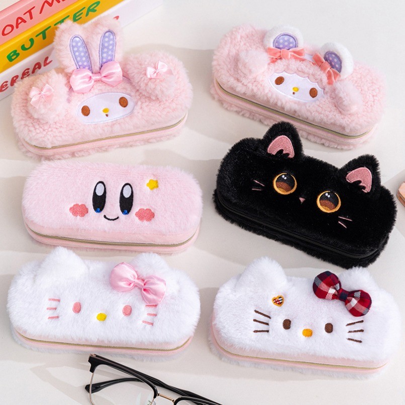 ตุ๊กตาของเล่น My Melody Hello Kitty My Sweet Piano Kirby Black Cat แว่นตากล่องกรณีแว่นตา Kawaii Cuddly ของเล่นตุ๊กตาของเล่นตุ๊กตาวันเกิดวาเลนไทน์ของขวัญ