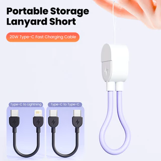 PD 20W Fast Charging ประเภท C ถึง Type C สําหรับโทรศัพท์มือถือ Power Bank 16 ซม.สั้น Key Chain PD Charger ลวด