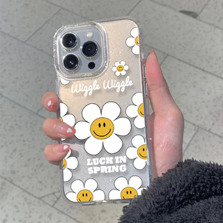เคส iPhone 16 17 PRO ใสแวววาวด้วย TPU นุ่มสีสันสดใส พร้อมลายดอกทานตะวันสีรุ้งสุดน่ารัก เข้ากันได้กับ iP11 12 13 14 15