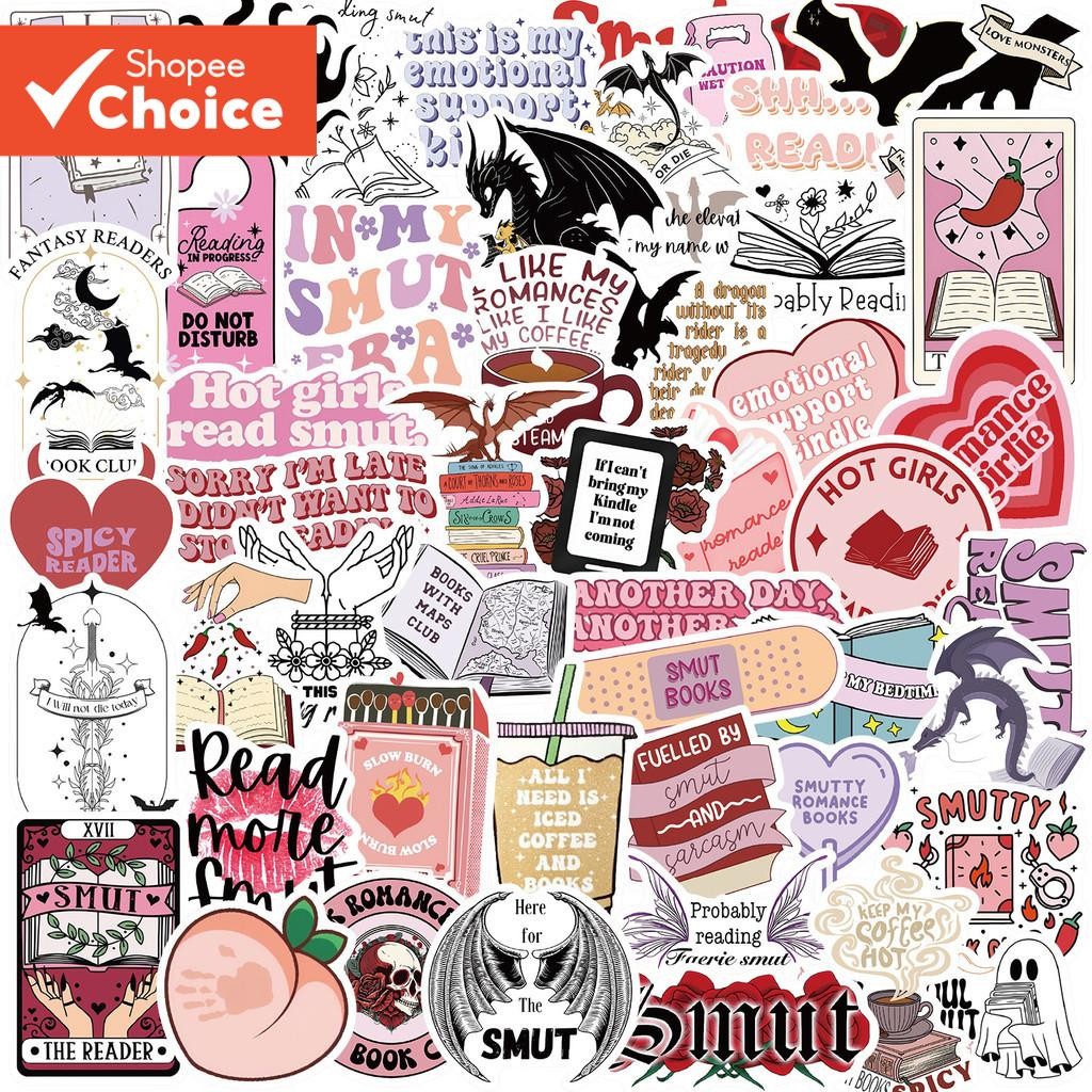 Bookish Smutty Reading Series สติกเกอร์ 52 ชิ้น,สติกเกอร์กันน้ํา Graffiti Decals,กระเป๋าเดินทางโทรศัพท์แล็ปท็อปหมวกนิรภัยสเก็ตบอร์ด DIY