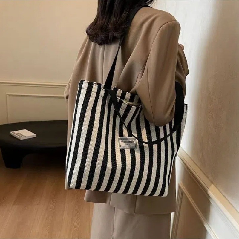 กระเป๋าถือความจุขนาดใหญ่ผ้าใบ ลายทันสมัยสำหรับผู้เดินทาง ทนทานและสะดวกสบาย - รูปที่ 6