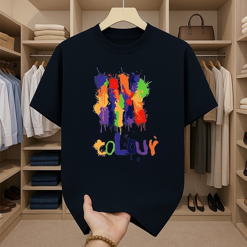 เสื้อผู้ชาย สกรีนลายแฟชั่น oversize เสื้อยืดสตรีทแฟชั่น คอกลมแขนสั้น เสื้อคนอ้วน สีขาว tshirt men
