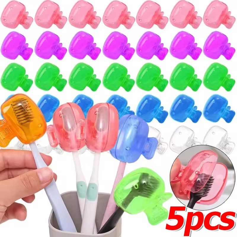 ที่ครอบหัวแปรงสีฟันแบบพกพา 1-5 ชิ้น - หมวกป้องกันศีรษะแปรงสีฟันกันเชื้อโรคกันฝุ่นพลาสติก
