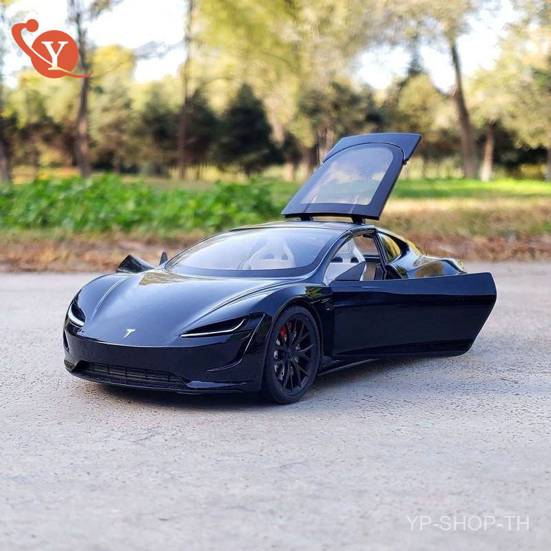 Yp 1/24 Limited Edition Convertible Tesla Roadster จําลองรถรุ่น Boy ของขวัญคอลเลกชันเครื่องประดับ