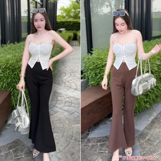 TT61 : กางเกงขายาวทรงขาม้า เอวสูงเก็บพุง , เอวไร้ขอบ , ทรงสวยพลางหุ่น ,มีเอว25-42นิ้ว (ผ้ายืดวูลเวฟ)