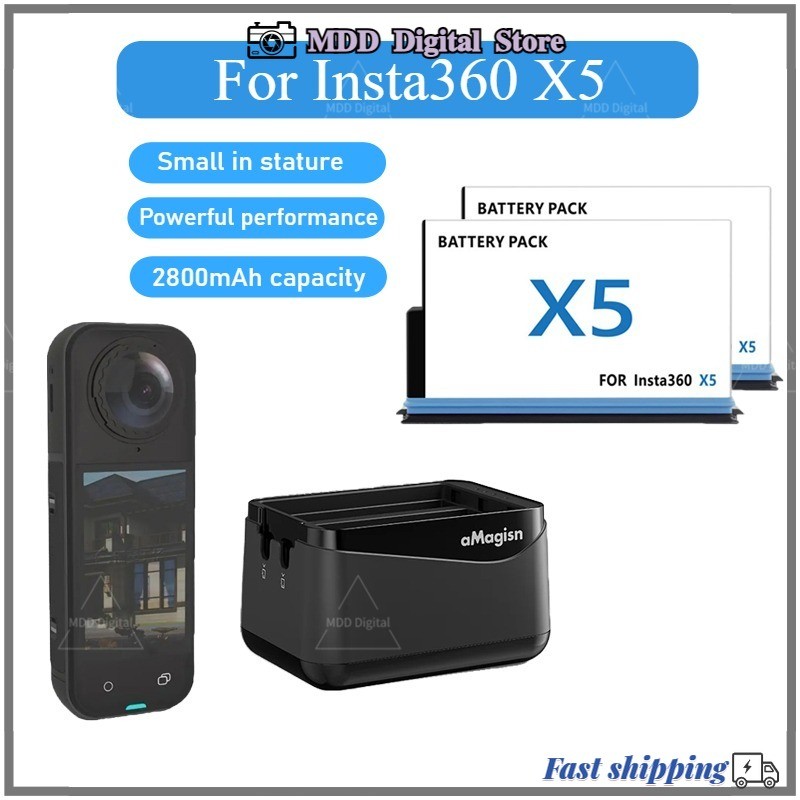 สําหรับ Insta360 X5 กล้องแอคชั่นแคมเมราแบบพาโนรามาแบตเตอรี่ความจุสูง