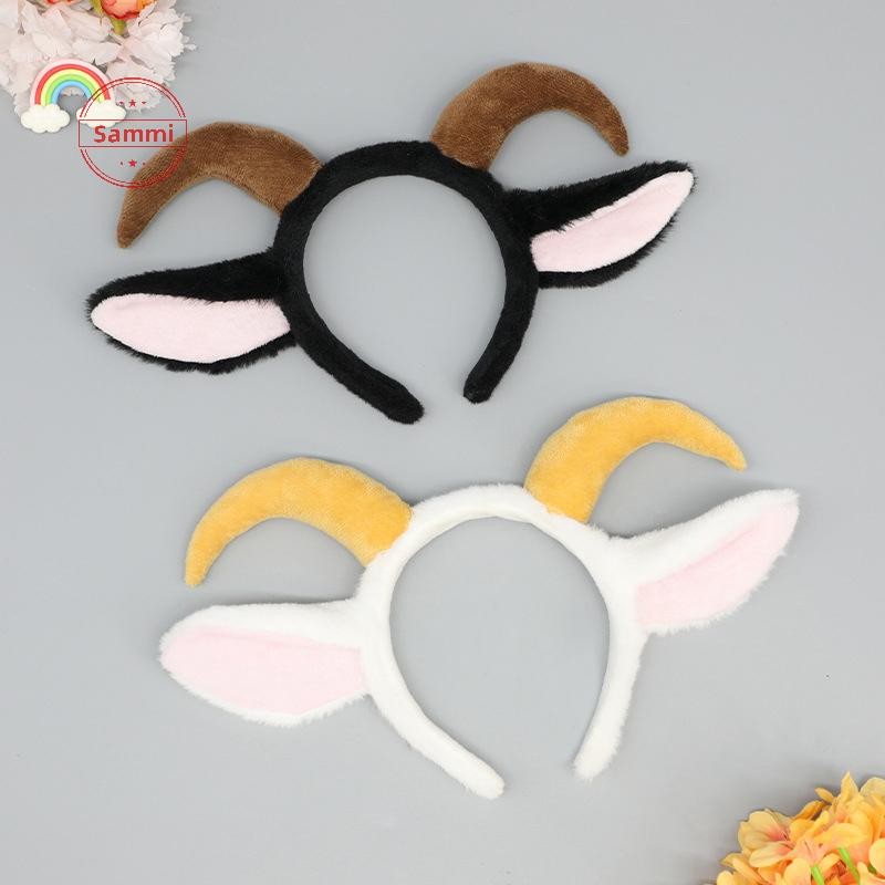 Sammi 1 ชิ้นคอสเพลย์สัตว์เครื่องแต่งกาย Props น่ารัก Lolita Plush ยาว Horn Lamb s Goat หู Headdress อุปกรณ์เสริมผม TH