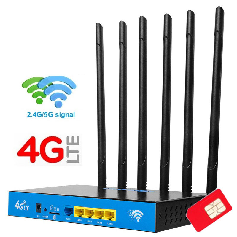 4G Router 1200Mbps Dual-band 2.4G+5GHz  6X High Gain Antennas High-Performance Industrial