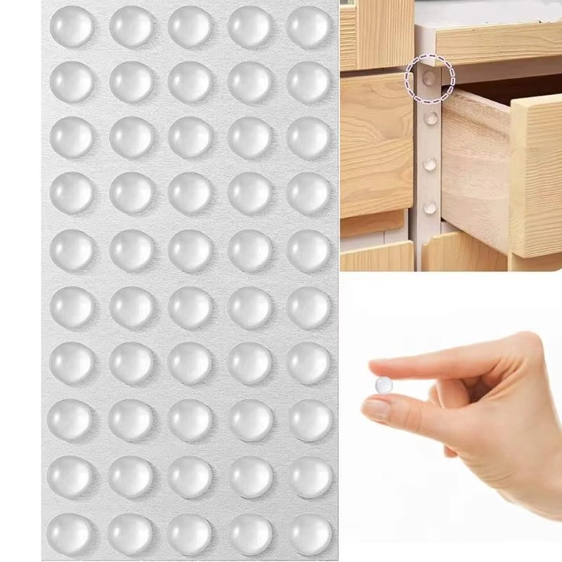 (คลังสินค้าพร้อม) 100 ชิ้นซิลิโคนโปร่งใสเม็ดสติกเกอร์มือจับประตู Self-Adhesive Anti Bump ซิลิโคนอ่อนนุ่มกันกระแทกแผ่นกันลื่น