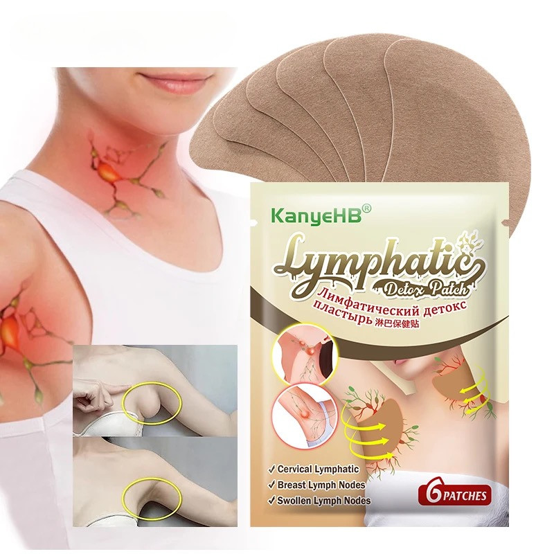 6 ชิ้น/ถุง Lymphatic Detox พลาสเตอร์รักแร้คอ Lymph Node บวมบรรเทาอาการปวด Patch น้ําเหลืองระบายน้ํา 
