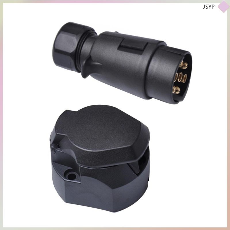 1set 9.2x5x4.1in Black Plastic Trailer Socket For European Standard Cars