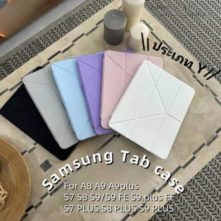เคสแท็บเล็ต Samsung แบบพับได้รูปตัว Y for Tab S10 Lite A11+/S9/S9+/S10+/S8+/S7+/A9 พร้อมช่องสำหรับปากกา ฝาหลังโปร่งใส