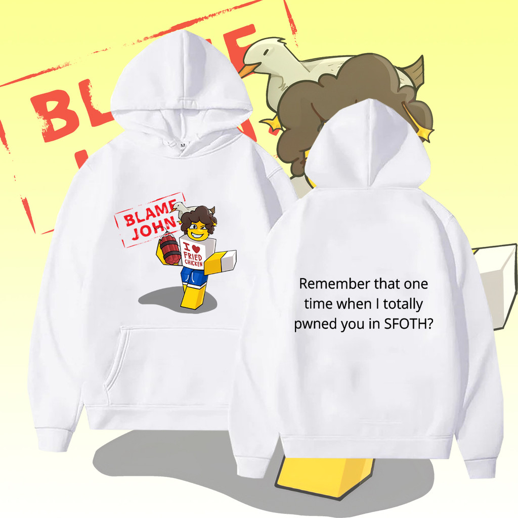 M-3xl Hoodie Shedletsky Blame John I Love Fried Chicken Roblox เสื้อฮู้ดแขนยาวลายเกมเมอร์พิมพ์สองด้าน