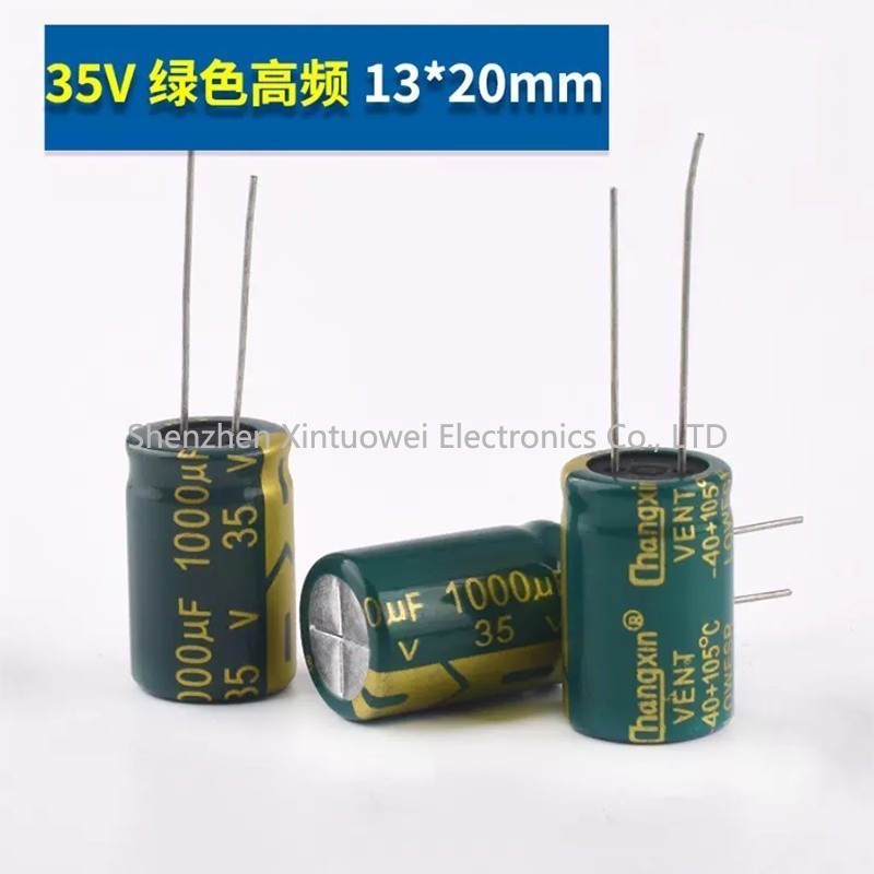 20 ชิ้น/ล็อตอลูมิเนียม Electrolytic Capacitor 35V 1000UF ความถี่สูงความต้านทานต่ํา Long Lifespan DIP-2 1000UF35V 13x20 มม.