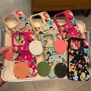 คสหนัง For iPhone 16 Pro Max เคสนิ่ม TPU สีลูกกวาด เจ้าหญิงสวย👉For iPhone 11 15 14 13 12 16 Pro X XS max XR 7 8 Plus เคส