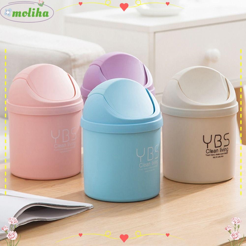 MOLIHA เดสก์ท็อปขยะ, รถ Ash Urns สามารถถังขยะ, Rolling ฝาครอบกล่องเก็บคอนเทนเนอร์ถังตะกร้าถังขยะ Home