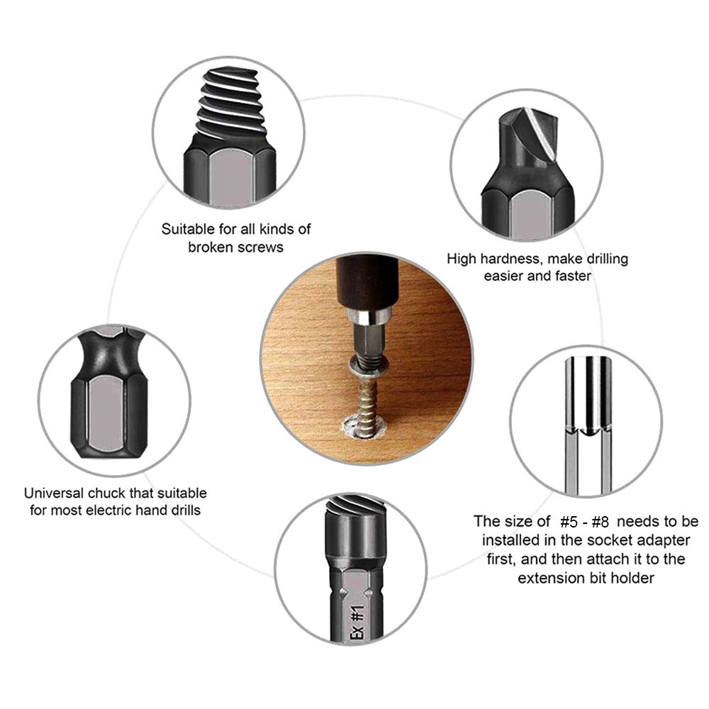 เครื่องมือถอดสกรูหัก ความเร็วสูง 22 ชิ้น ชุดตัวถอดสกรูหัก ชุดสกรูถอด ชุดถอดสกรูหัก ชุดดอกถอนน็อตสกรูหัก โลหะ สําหรับถอดสกรู - รูปที่ 4