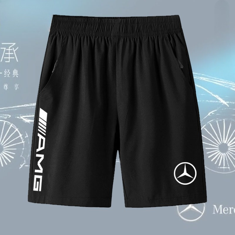 ชุดแข่งรถ AMG Mercedes Benz 4S Shop กางเกงขาสั้นผู้ชาย 5 จุด กางเกงกีฬาลำลอง