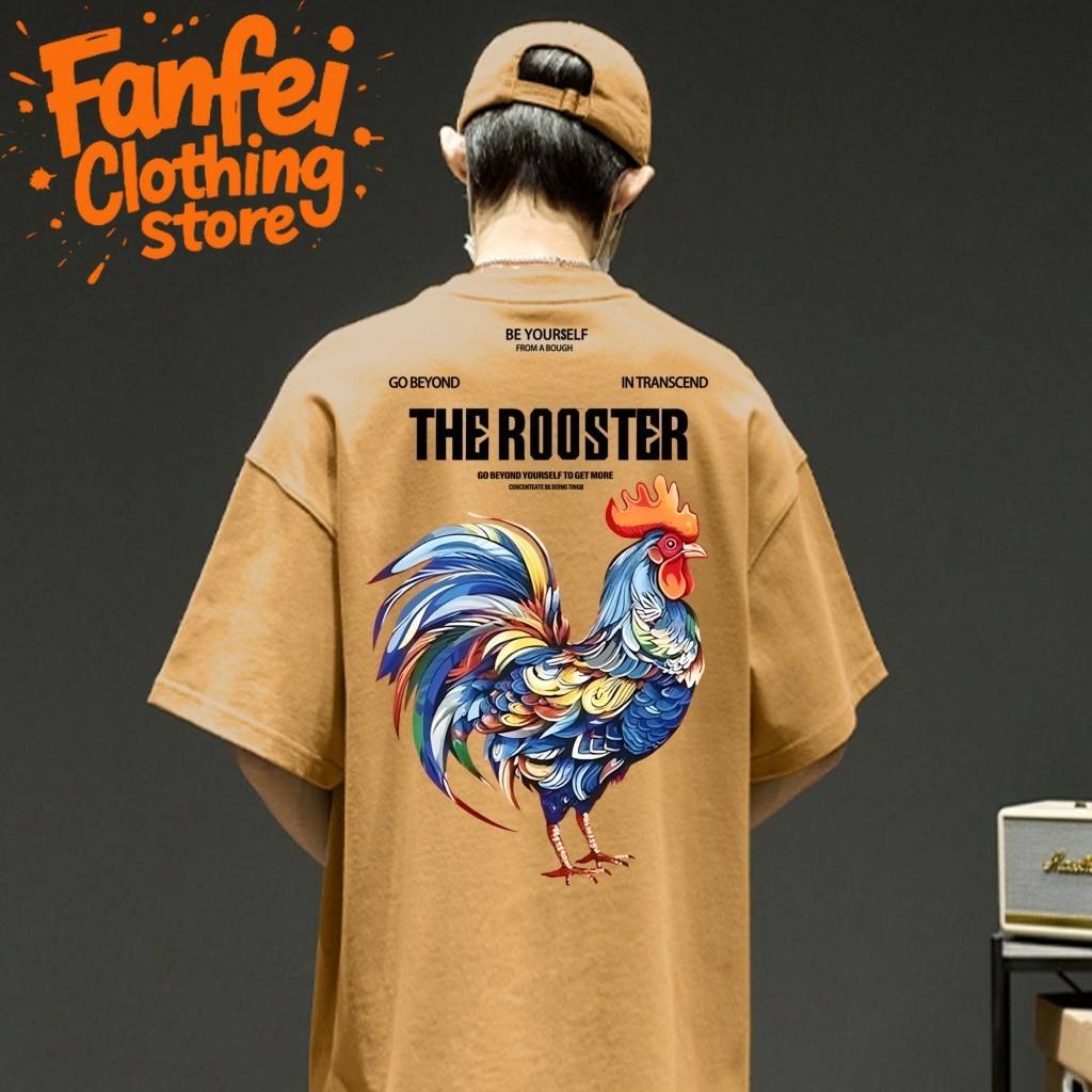 (จัดส่งตลอด 24 ชั่วโมง)Fanfei  เนื้อผ้าเกรดพรีเมียม คอกลม เสื้อยืดOversize ผ้าCOTTON100%ลาย "THE ROOSTER" ผ้าฝ้าย100%