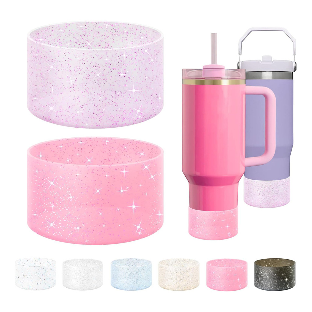 Wheatfield Life Store ซิลิโคน Glitter ถ้วยกระติกน้ําร้อนถ้วย Anti-slip Shock-proof ทนอุณหภูมิสูงพื้นที่ 7.5 ซม. ที่รองแก้วน้ํา